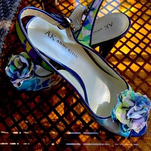 Anne Klein Floral Peep Toe Sling back heels